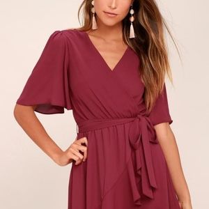 Maroon/burgundy wrap dress in women